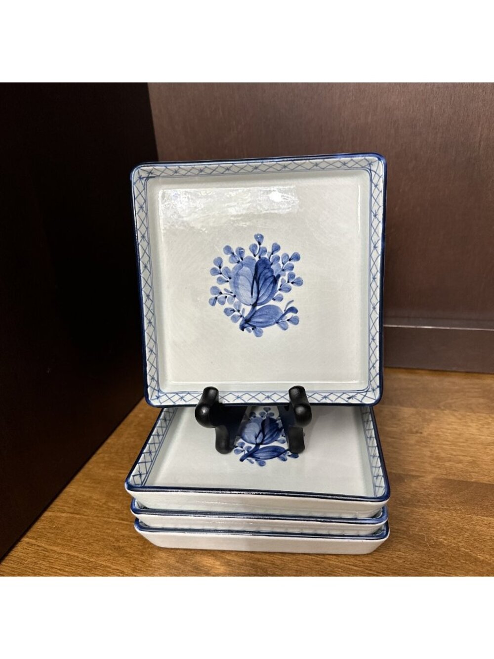 4 Royal Copenhagen Blue Low Square Bowls No 1791 Vintage